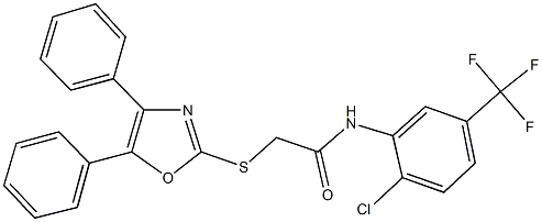 N-[2-chloro-5-(trifluoromethyl)phenyl]-2-[(4,5-diphenyl-1,3-oxazol-2-yl)sulfanyl]acetamide Struktur