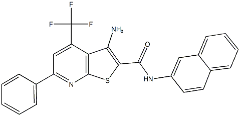 3-amino-N-(2-naphthyl)-6-phenyl-4-(trifluoromethyl)thieno[2,3-b]pyridine-2-carboxamide Struktur