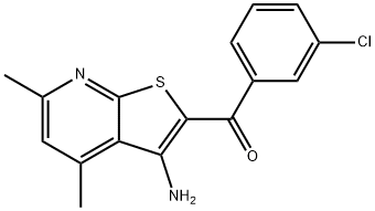 (3-amino-4,6-dimethylthieno[2,3-b]pyridin-2-yl)(3-chlorophenyl)methanone Struktur