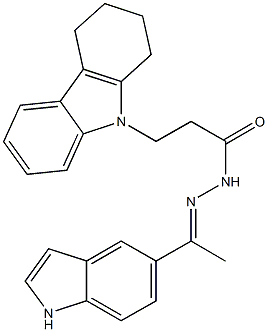 N'-[1-(1H-indol-5-yl)ethylidene]-3-(1,2,3,4-tetrahydro-9H-carbazol-9-yl)propanohydrazide Struktur