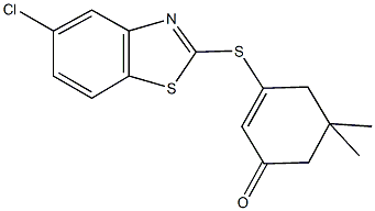 3-[(5-chloro-1,3-benzothiazol-2-yl)sulfanyl]-5,5-dimethyl-2-cyclohexen-1-one Struktur