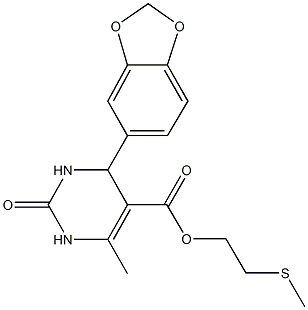 2-(methylsulfanyl)ethyl 4-(1,3-benzodioxol-5-yl)-6-methyl-2-oxo-1,2,3,4-tetrahydro-5-pyrimidinecarboxylate Struktur