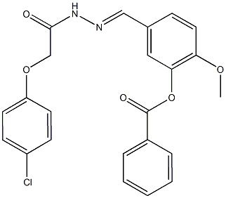 5-{2-[(4-chlorophenoxy)acetyl]carbohydrazonoyl}-2-methoxyphenyl benzoate Struktur