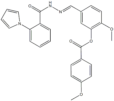 2-methoxy-5-{2-[2-(1H-pyrrol-1-yl)benzoyl]carbohydrazonoyl}phenyl 4-methoxybenzoate Struktur