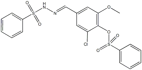 2-chloro-6-methoxy-4-[2-(phenylsulfonyl)carbohydrazonoyl]phenyl benzenesulfonate Struktur