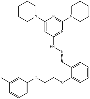 2-[2-(3-methylphenoxy)ethoxy]benzaldehyde (2,6-dipiperidin-1-ylpyrimidin-4-yl)hydrazone Struktur