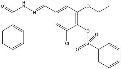 4-(2-benzoylcarbohydrazonoyl)-2-chloro-6-ethoxyphenyl benzenesulfonate Struktur