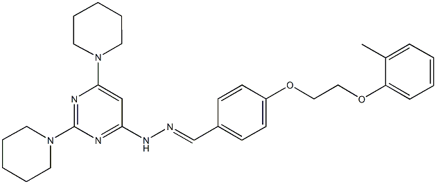 4-[2-(2-methylphenoxy)ethoxy]benzaldehyde (2,6-dipiperidin-1-ylpyrimidin-4-yl)hydrazone Struktur