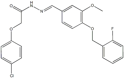 2-(4-chlorophenoxy)-N'-{4-[(2-fluorobenzyl)oxy]-3-methoxybenzylidene}acetohydrazide Struktur