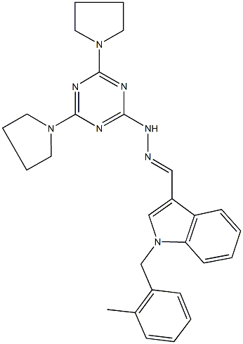 1-(2-methylbenzyl)-1H-indole-3-carbaldehyde (4,6-dipyrrolidin-1-yl-1,3,5-triazin-2-yl)hydrazone Struktur