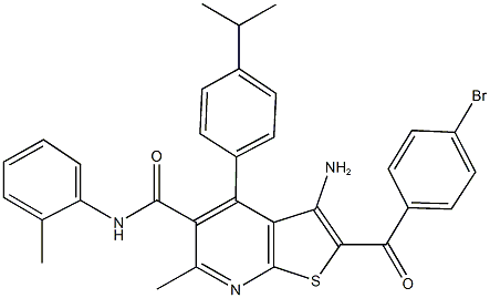 3-amino-2-(4-bromobenzoyl)-4-(4-isopropylphenyl)-6-methyl-N-(2-methylphenyl)thieno[2,3-b]pyridine-5-carboxamide Struktur