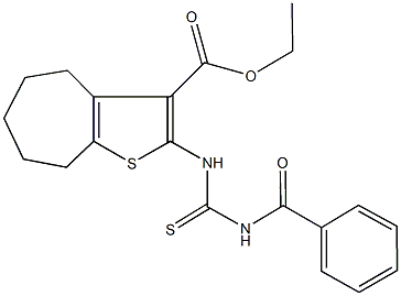 ethyl 2-{[(benzoylamino)carbothioyl]amino}-5,6,7,8-tetrahydro-4H-cyclohepta[b]thiophene-3-carboxylate Struktur