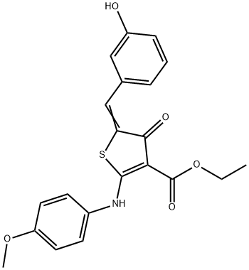 ethyl 5-(3-hydroxybenzylidene)-2-(4-methoxyanilino)-4-oxo-4,5-dihydro-3-thiophenecarboxylate Struktur