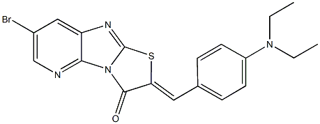 7-bromo-2-[4-(diethylamino)benzylidene][1,3]thiazolo[2',3':2,3]imidazo[4,5-b]pyridin-3(2H)-one Struktur