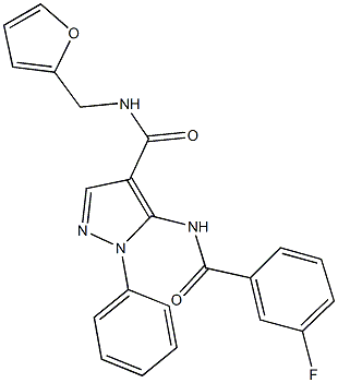 5-[(3-fluorobenzoyl)amino]-N-(2-furylmethyl)-1-phenyl-1H-pyrazole-4-carboxamide Struktur