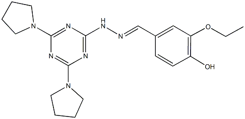 3-ethoxy-4-hydroxybenzaldehyde [4,6-di(1-pyrrolidinyl)-1,3,5-triazin-2-yl]hydrazone Struktur