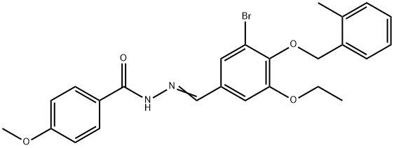 N'-{3-bromo-5-ethoxy-4-[(2-methylbenzyl)oxy]benzylidene}-4-methoxybenzohydrazide Struktur