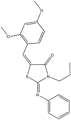 5-(2,4-dimethoxybenzylidene)-2-(phenylimino)-3-propyl-1,3-thiazolidin-4-one Struktur