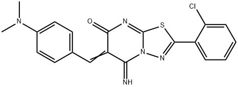 2-(2-chlorophenyl)-6-[4-(dimethylamino)benzylidene]-5-imino-5,6-dihydro-7H-[1,3,4]thiadiazolo[3,2-a]pyrimidin-7-one Struktur