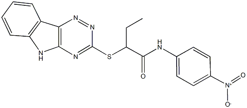 N-{4-nitrophenyl}-2-(5H-[1,2,4]triazino[5,6-b]indol-3-ylsulfanyl)butanamide Struktur