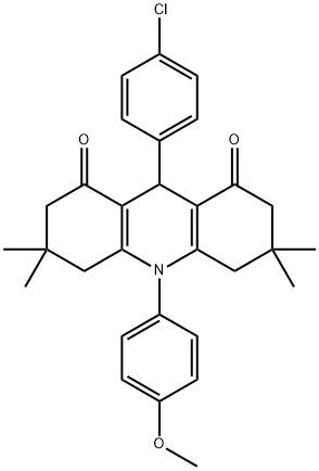 9-(4-chlorophenyl)-10-(4-methoxyphenyl)-3,3,6,6-tetramethyl-3,4,6,7,9,10-hexahydro-1,8(2H,5H)-acridinedione Struktur