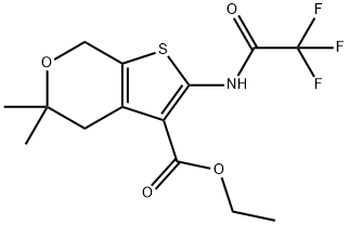 ethyl 5,5-dimethyl-2-[(trifluoroacetyl)amino]-4,7-dihydro-5H-thieno[2,3-c]pyran-3-carboxylate Struktur