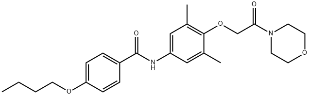 4-butoxy-N-{3,5-dimethyl-4-[2-(4-morpholinyl)-2-oxoethoxy]phenyl}benzamide Struktur