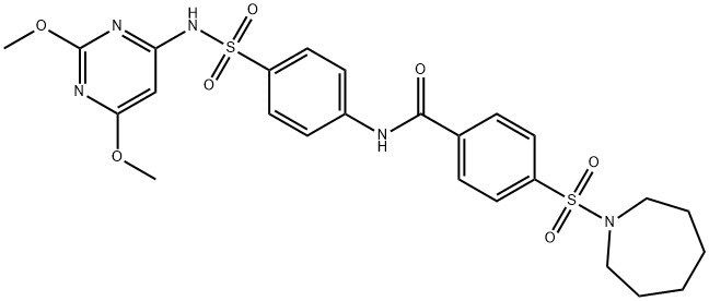 4-(azepan-1-ylsulfonyl)-N-(4-{[(2,6-dimethoxypyrimidin-4-yl)amino]sulfonyl}phenyl)benzamide Struktur