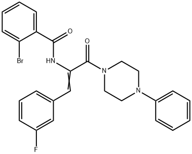 2-bromo-N-{2-(3-fluorophenyl)-1-[(4-phenyl-1-piperazinyl)carbonyl]vinyl}benzamide Struktur