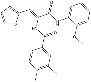 N-[1-[(2-methoxyanilino)carbonyl]-2-(2-thienyl)vinyl]-3,4-dimethylbenzamide Struktur