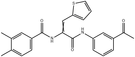 N-[1-[(3-acetylanilino)carbonyl]-2-(2-thienyl)vinyl]-3,4-dimethylbenzamide Struktur