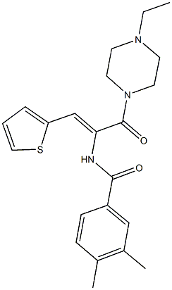 N-[1-[(4-ethyl-1-piperazinyl)carbonyl]-2-(2-thienyl)vinyl]-3,4-dimethylbenzamide Struktur