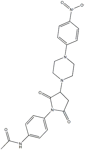 N-{4-[3-(4-{4-nitrophenyl}-1-piperazinyl)-2,5-dioxo-1-pyrrolidinyl]phenyl}acetamide Struktur