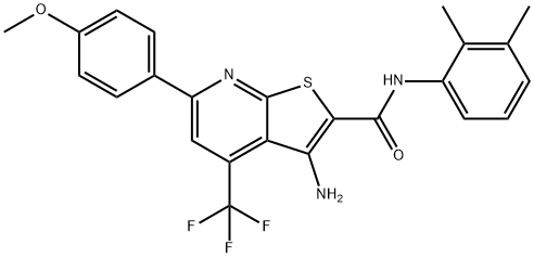 3-amino-N-(2,3-dimethylphenyl)-6-(4-methoxyphenyl)-4-(trifluoromethyl)thieno[2,3-b]pyridine-2-carboxamide Struktur