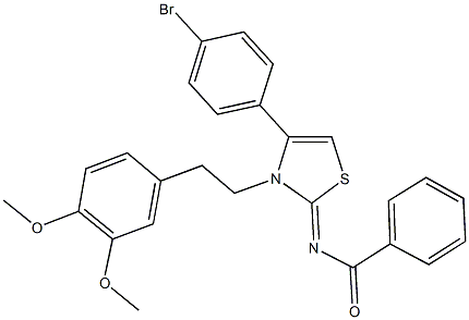 N-(4-(4-bromophenyl)-3-[2-(3,4-dimethoxyphenyl)ethyl]-1,3-thiazol-2(3H)-ylidene)benzamide Struktur