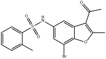 N-(3-acetyl-7-bromo-2-methyl-1-benzofuran-5-yl)-2-methylbenzenesulfonamide Struktur