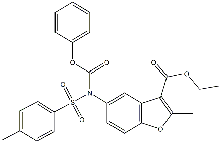 ethyl 2-methyl-5-[[(4-methylphenyl)sulfonyl](phenoxycarbonyl)amino]-1-benzofuran-3-carboxylate Struktur