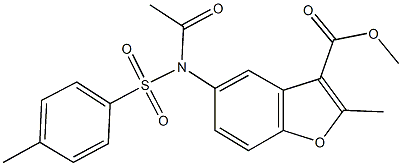 methyl 5-{acetyl[(4-methylphenyl)sulfonyl]amino}-2-methyl-1-benzofuran-3-carboxylate Struktur