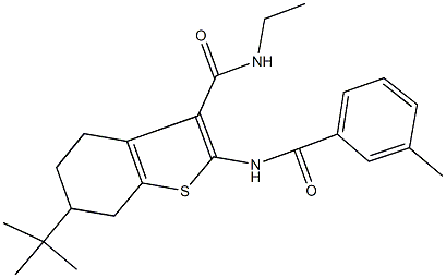 6-tert-butyl-N-ethyl-2-[(3-methylbenzoyl)amino]-4,5,6,7-tetrahydro-1-benzothiophene-3-carboxamide Struktur