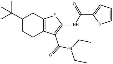 6-tert-butyl-N,N-diethyl-2-[(2-thienylcarbonyl)amino]-4,5,6,7-tetrahydro-1-benzothiophene-3-carboxamide Struktur