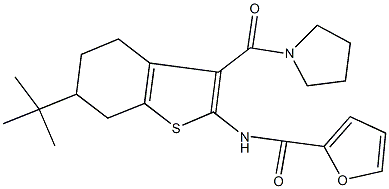 N-[6-tert-butyl-3-(1-pyrrolidinylcarbonyl)-4,5,6,7-tetrahydro-1-benzothien-2-yl]-2-furamide Struktur