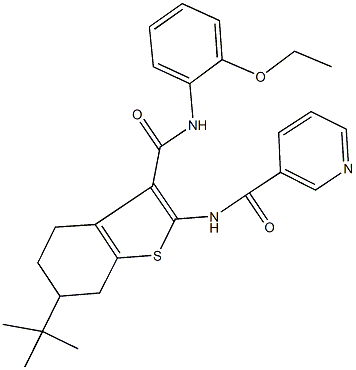 N-{6-tert-butyl-3-[(2-ethoxyanilino)carbonyl]-4,5,6,7-tetrahydro-1-benzothien-2-yl}nicotinamide Struktur