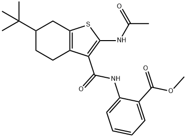 methyl 2-({[2-(acetylamino)-6-tert-butyl-4,5,6,7-tetrahydro-1-benzothien-3-yl]carbonyl}amino)benzoate Struktur