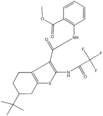 methyl 2-[({6-tert-butyl-2-[(trifluoroacetyl)amino]-4,5,6,7-tetrahydro-1-benzothien-3-yl}carbonyl)amino]benzoate Struktur