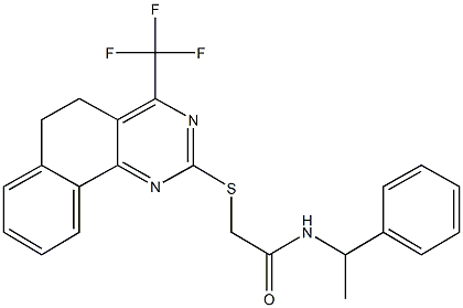 N-(1-phenylethyl)-2-{[4-(trifluoromethyl)-5,6-dihydrobenzo[h]quinazolin-2-yl]sulfanyl}acetamide Struktur