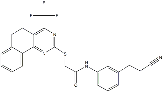 N-[3-(2-cyanoethyl)phenyl]-2-{[4-(trifluoromethyl)-5,6-dihydrobenzo[h]quinazolin-2-yl]sulfanyl}acetamide Struktur