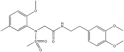 N-[2-(3,4-dimethoxyphenyl)ethyl]-2-[2-methoxy-5-methyl(methylsulfonyl)anilino]acetamide Struktur