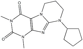 9-cyclopentyl-1,3-dimethyl-6,7,8,9-tetrahydropyrimido[2,1-f]purine-2,4(1H,3H)-dione Struktur