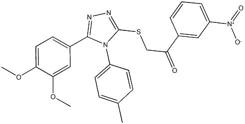 2-{[5-(3,4-dimethoxyphenyl)-4-(4-methylphenyl)-4H-1,2,4-triazol-3-yl]sulfanyl}-1-{3-nitrophenyl}ethanone Struktur