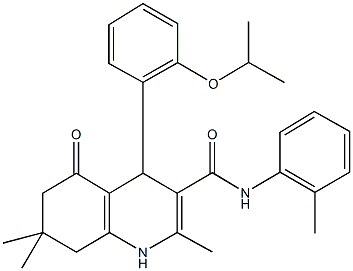 2,7,7-trimethyl-4-{2-[(1-methylethyl)oxy]phenyl}-N-(2-methylphenyl)-5-oxo-1,4,5,6,7,8-hexahydroquinoline-3-carboxamide Struktur